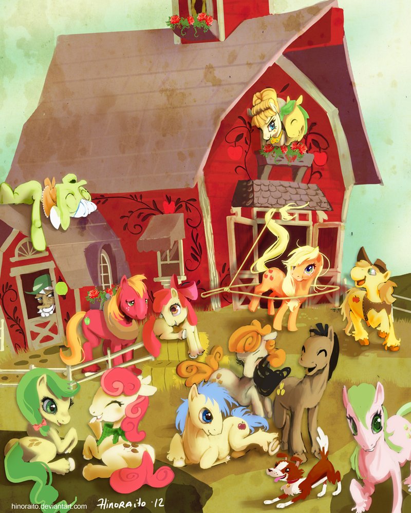 amber_eyes apple_bloom_(mlp) apple_bumpkin_(mlp) apple_fritter_(mlp) apple_strudel_(mlp) applebloom_(mlp) applejack_(mlp) aunt_orange_(mlp) barn barrel beard big_macintosh_(mlp) black_hair blonde_hair blue_eyes blue_hair bow braeburn_(mlp) brown_fur canine caramel_apple_(mlp) collar cub cutie_mark detailed_background dog equine eyes_closed facial_hair female fence feral flower friendship_is_magic fur golden_delicious_(mlp) granny_smith_(mlp) green_eyes green_fur green_hair hair harness hat hinoraito horse lasso looking_at_viewer male mammal my_little_pony open_mouth orange_fur orange_hair pink_fur pony red_delicious_(mlp) red_fur red_gala_(mlp) red_hair sleeping smile uncle_orange_(mlp) vest white_fur white_hair winona_(mlp) yellow_fur young