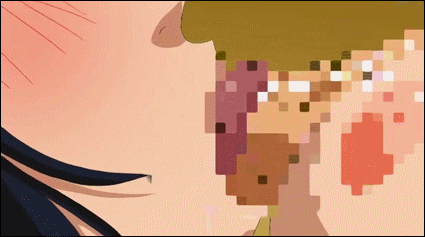 animated animated_gif blue_hair breast_grab breasts censored cum ejaculation eyes_closed facial fellatio first_love grabbing huge_breasts incest licking long_hair lowres necktie nipples oral paizuri penis tie