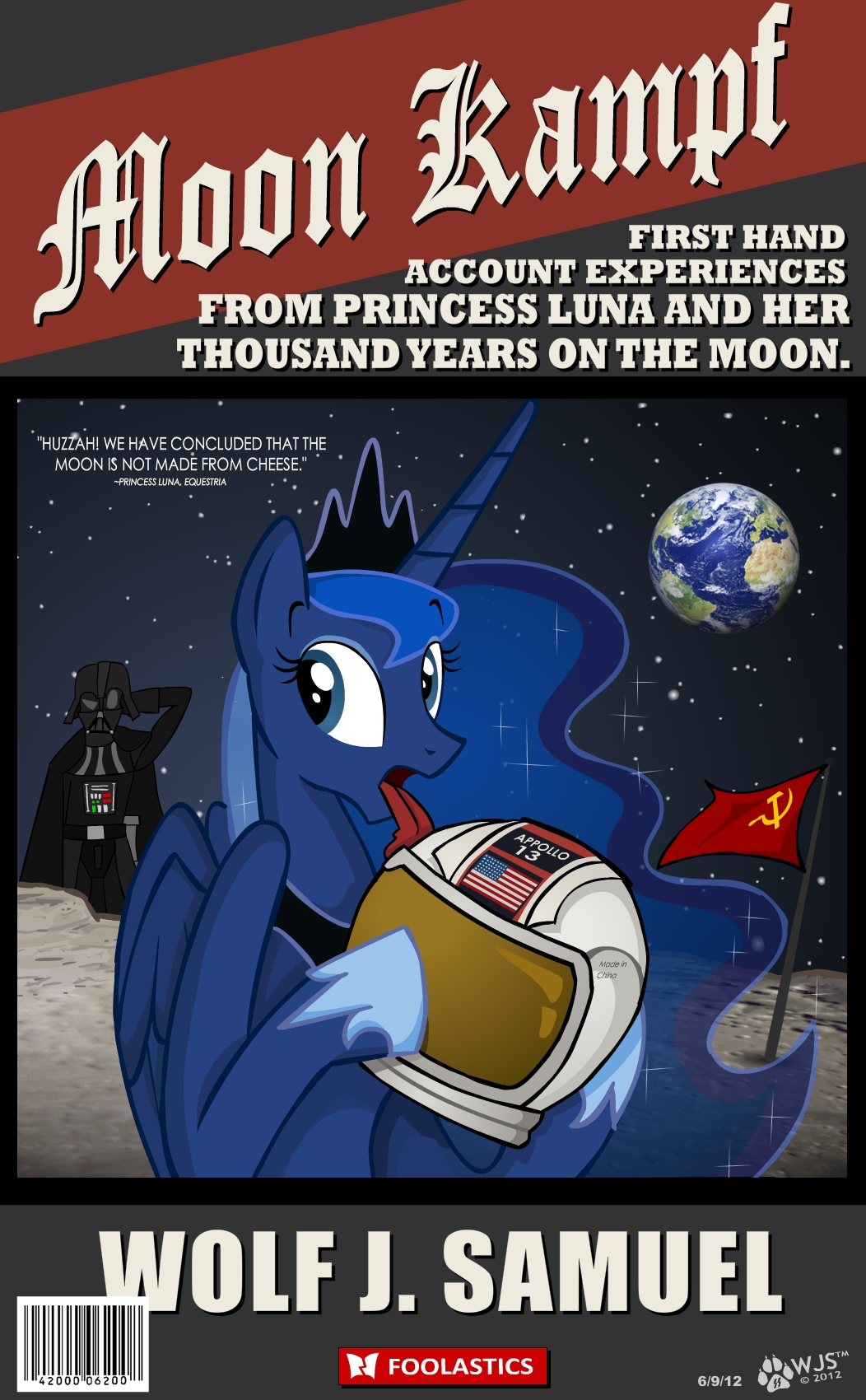 american_flag cosmos cover crown darth_vader duo earth english_text equine female feral flag friendship_is_magic hair hammer_and_sickle helmet horn horse humor licking long_hair mammal moon multi-colored_hair my_little_pony planet pony princess_luna_(mlp) soviet_flag star_wars stars text tongue tongue_out winged_unicorn wings wolfjedisamuel
