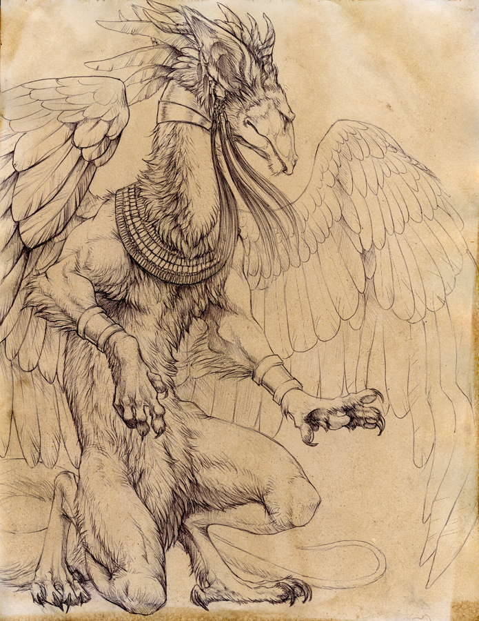 anthro dragon hibbary male monochrome solo wings