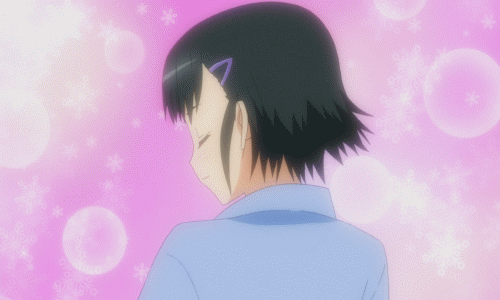 animated animated_gif black_hair breasts eyes_closed lowres no_bra sg550_(upotte!!) short_hair sideboob undress undressing upotte!!