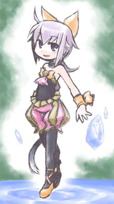 blue_eyes final_fantasy final_fantasy_crystal_chronicles final_fantasy_crystal_chronicles:_echoes_of_time kugelschreiber looking_at_viewer pantyhose purple_hair sherlotta short_hair smile solo