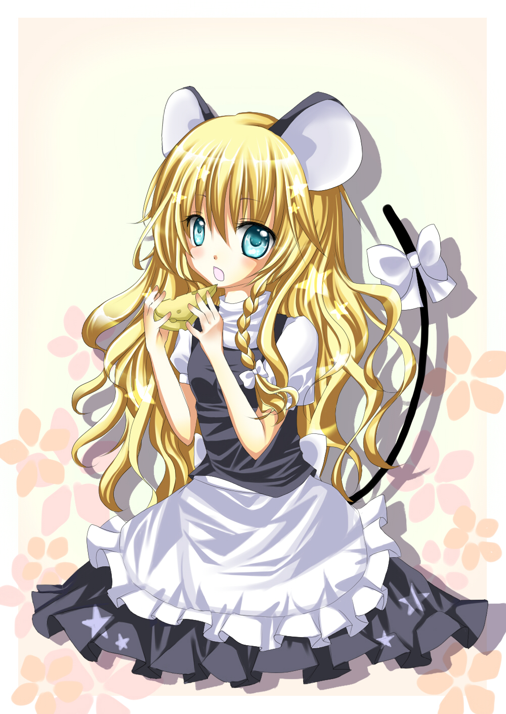 animal_ears bad_id bad_pixiv_id cheese food harukaruha highres kirisame_marisa mouse_ears mouse_tail solo tail touhou