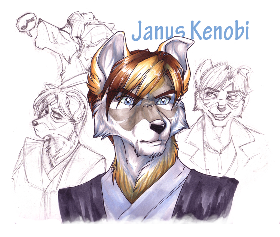 blue_eyes canine dog janus_kenobi male mammal plain_background robe singing smile solo white_background wielder