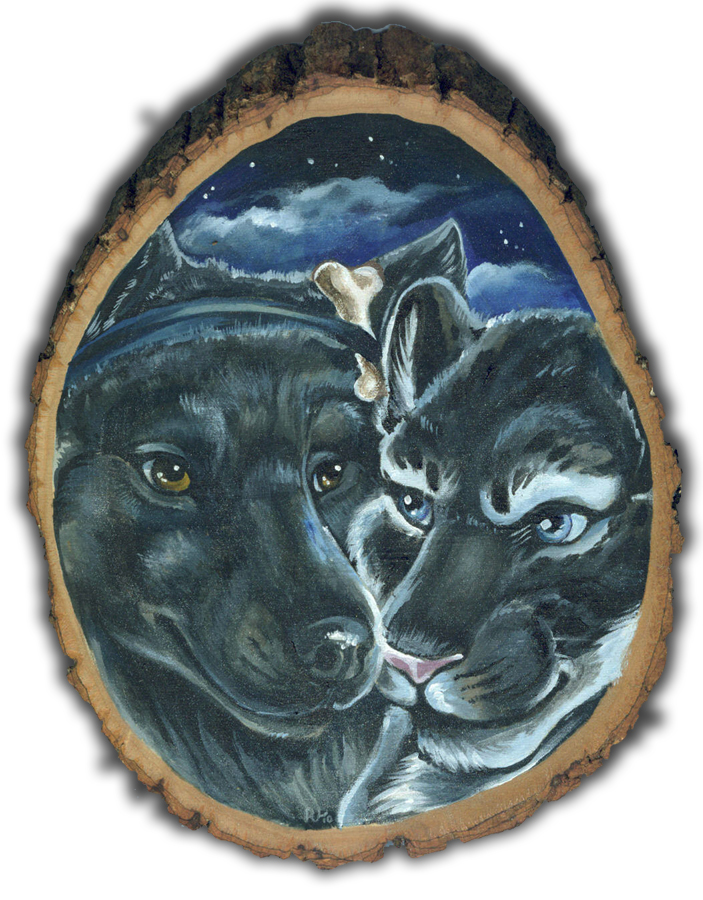 anthro blue_eyes canine couple duo feline mammal night portrait scan smile wielder wolf yellow_eyes