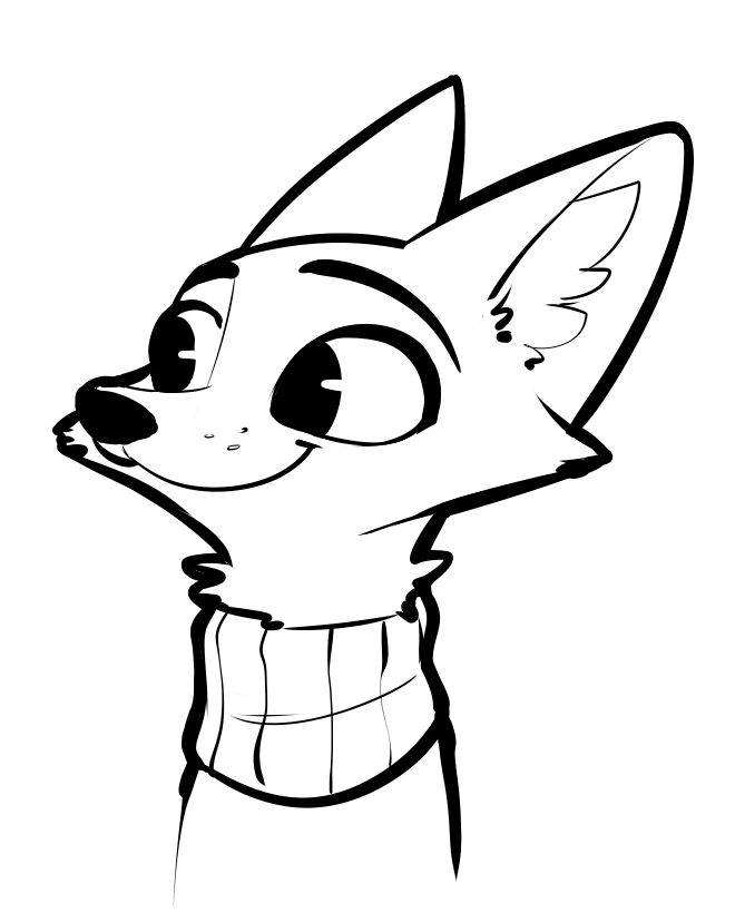 2018 anthro black_and_white bust_portrait canine cheek_tuft clothed clothing disney fox fuel_(artist) male mammal monochrome neck_tuft nick_wilde portrait simple_background smile solo tuft white_background zootopia
