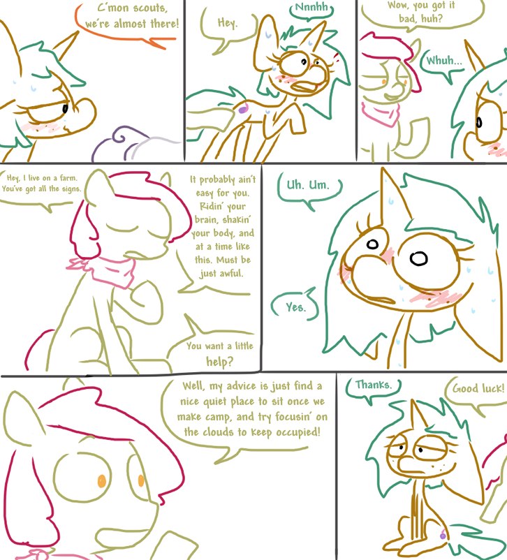 blush comic crossgender cutie_mark equine female feral friendship_is_magic heat horn horse male mammal my_little_pony pony snails_(mlp) sweat the_weaver unicorn young