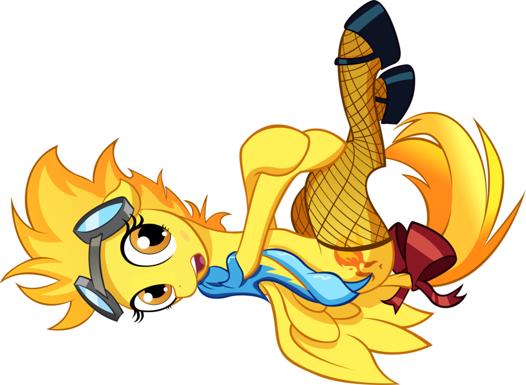 alex4nder02 blush bow_tie embarrassed equine eyewear female friendship_is_magic goggles my_little_pony pegasus saucy shoes solo spitfire_(mlp) stockings wings wonderbolts_(mlp)