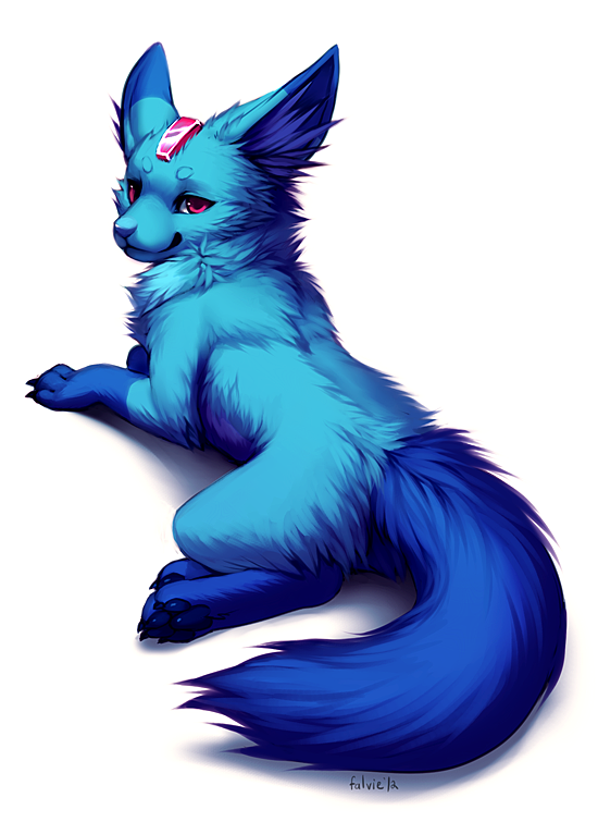 ambiguous_gender blue_fur canine carbuncle falvie final_fantasy fox fur mammal plain_background solo unknown_species video_games white_background