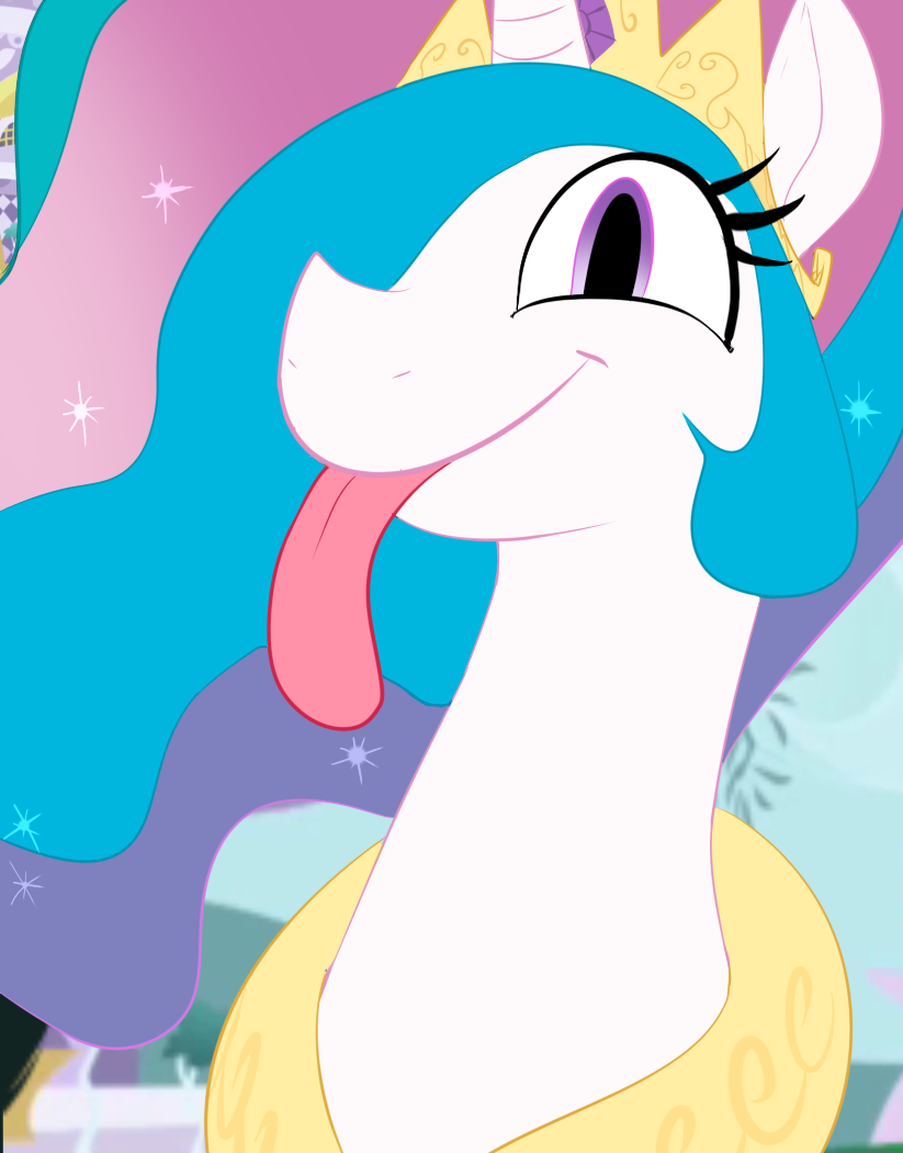 applesarcum crown equine female feral friendship_is_magic hair happy horn horse mammal multi-colored_hair my_little_pony pony princess_celestia_(mlp) purple_eyes silly simple_background solo sunibee tongue tongue_out winged_unicorn wings
