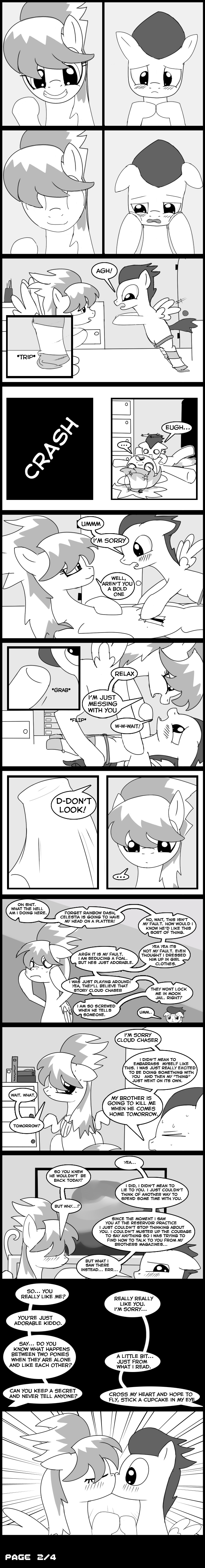 blush book cloud_chaser_(mlp) cloudchaser_(mlp) comic cub cutie_mark dialog dresser english_text equine erection female feral friendship_is_magic horn horse kissing legwear male mammal my_little_pony pegasus penis pony rumble_(mlp) sex size_difference socks stockings straight text tiarawhy vaginal wings young