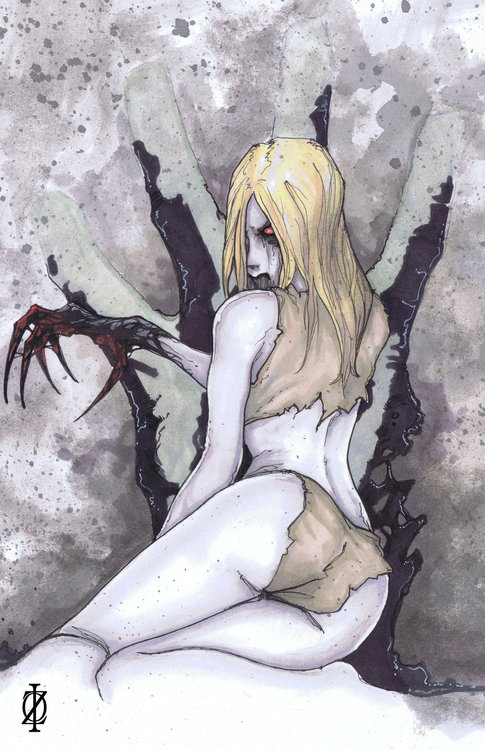 artist_request blonde_hair claws left_4_dead red_eyes witch witch_(left4dead)