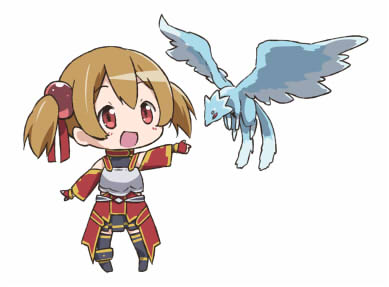 brown_hair errant lowres pina_(sao) red_eyes short_hair short_twintails silica sword_art_online twintails