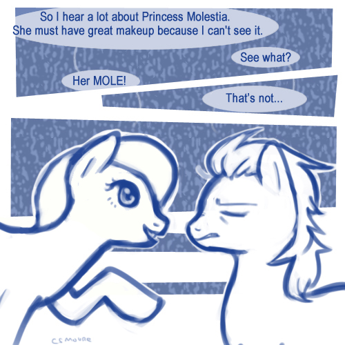comic dialog english_text equine female feral friendship_is_magic hair horse humor joke mammal monochrome my_little_pony pony princess_molestia pun_pony text tumblr