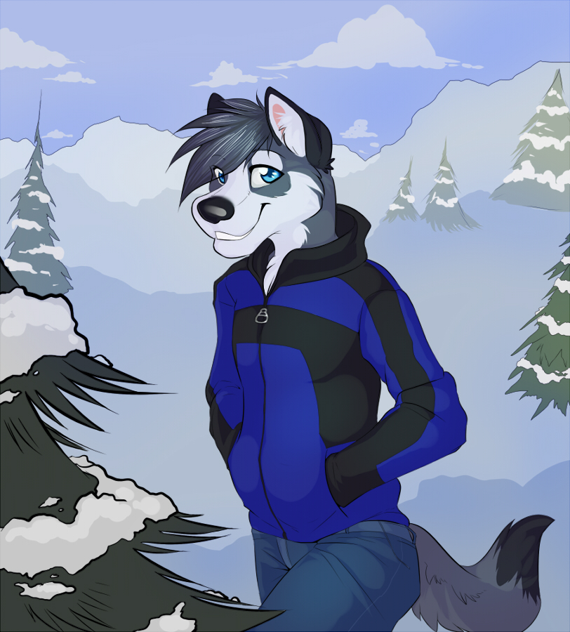 demicoeur male mammal outside smile snow solo takoda winter wolf