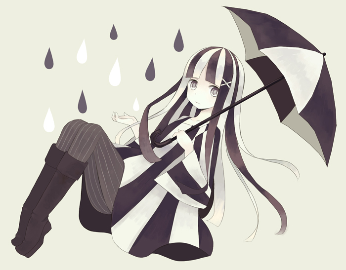 bad_id bad_pixiv_id long_hair looking_at_viewer mitsutoki original simple_background solo striped umbrella