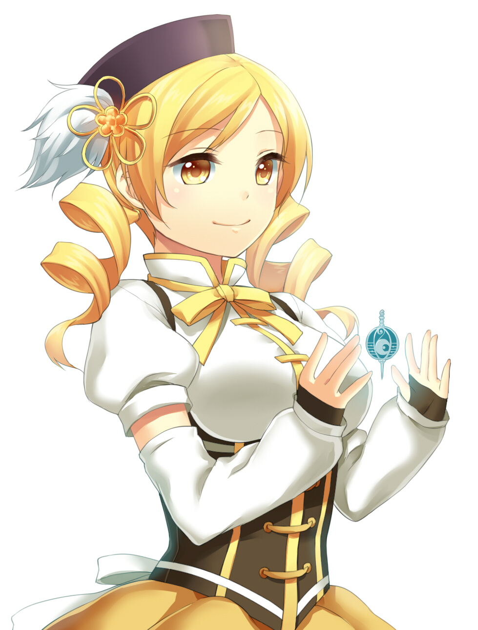 bad_id bad_pixiv_id blonde_hair breasts drill_hair grief_seed hat highres jenevan large_breasts magical_girl mahou_shoujo_madoka_magica tomoe_mami twin_drills twintails yellow_eyes