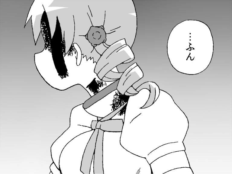 blood blood_on_face comic detached_sleeves drill_hair gogiga_gagagigo gradient gradient_background greyscale magical_girl mahou_shoujo_madoka_magica monochrome profile puffy_sleeves solo tomoe_mami twin_drills twintails