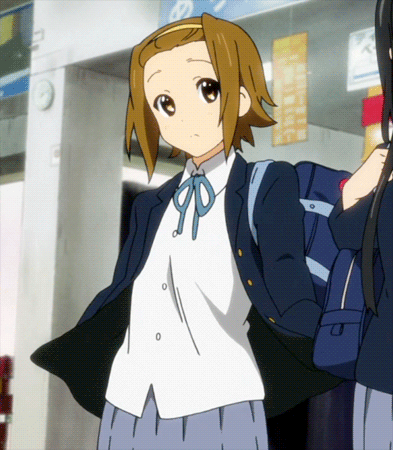 animated animated_gif blazer brown_hair flapping hands_in_pockets jacket k-on! lowres school_uniform short_hair solo_focus tainaka_ritsu