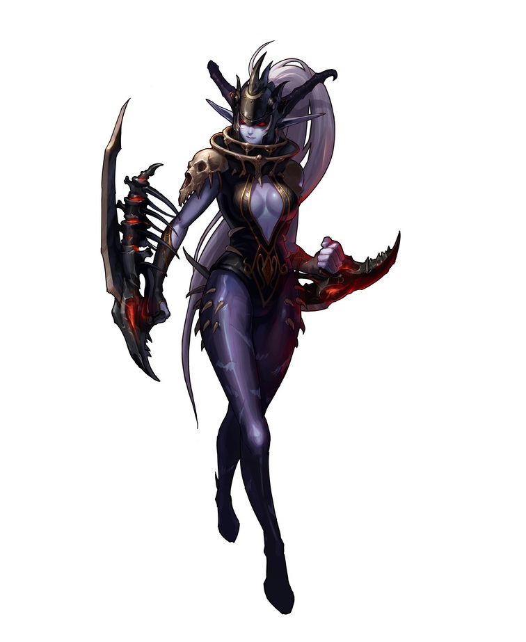 astaroth_(dungeon_and_fighter) blade blades dungeon_and_fighter helmet horrendous_astaros long_hair red_eyes skull spikes weapon white_hair