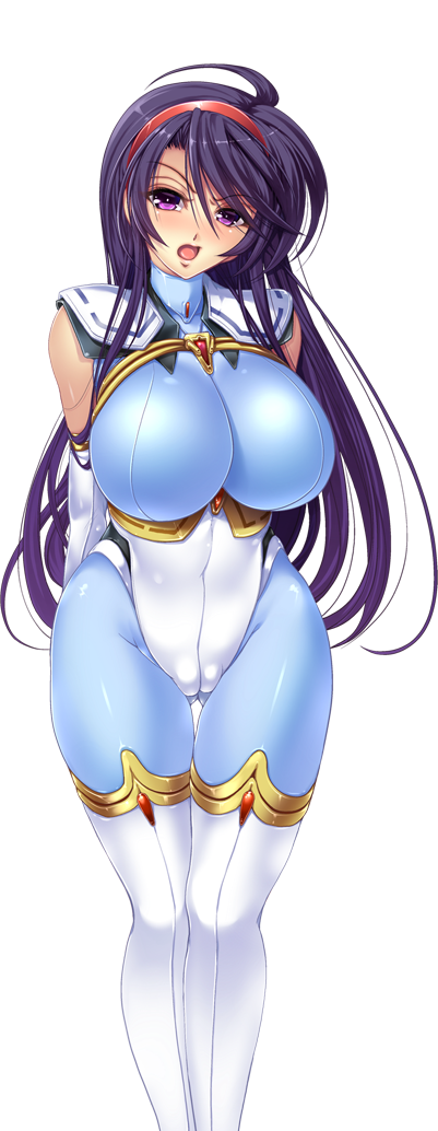1girl breasts cameltoe hairband kawaraya_a-ta large_breasts purple_hair solo tendou_mika