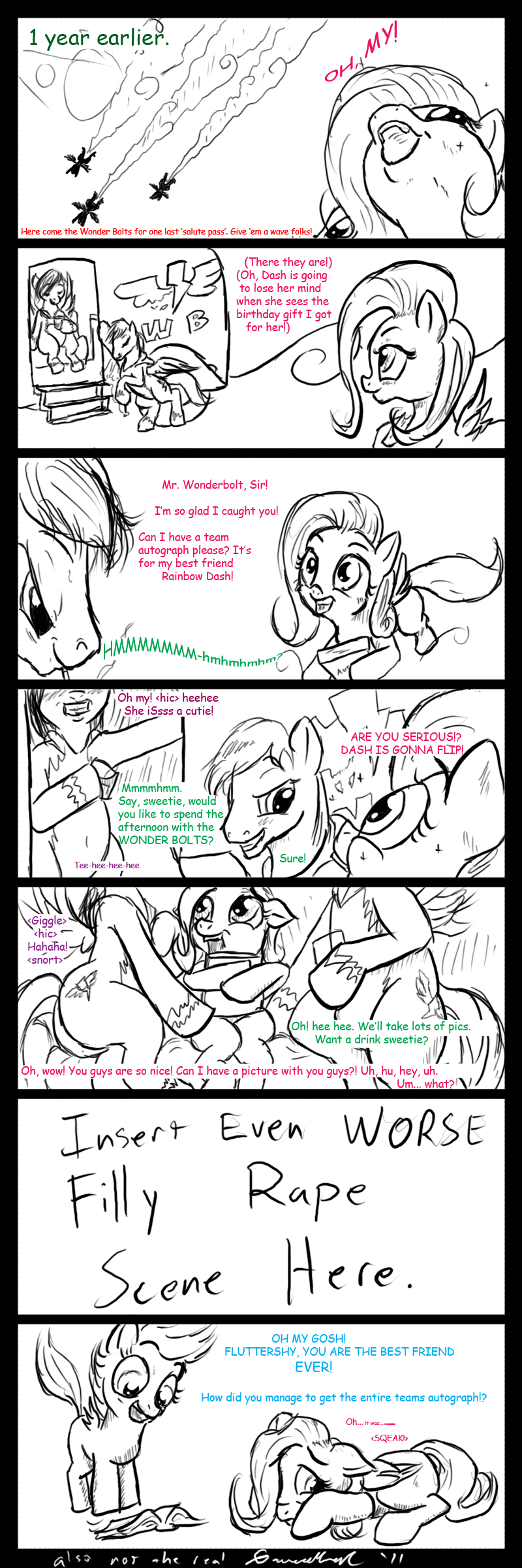 book comic dialog dialogue english_text equine female feral fluttershy_(mlp) friendship_is_magic gavalanche hair horse imminent_rape male mammal monochrome my_little_pony pegasus plain_background pony rainbow_dash_(mlp) smile text white_background wings wonderbolts_(mlp)