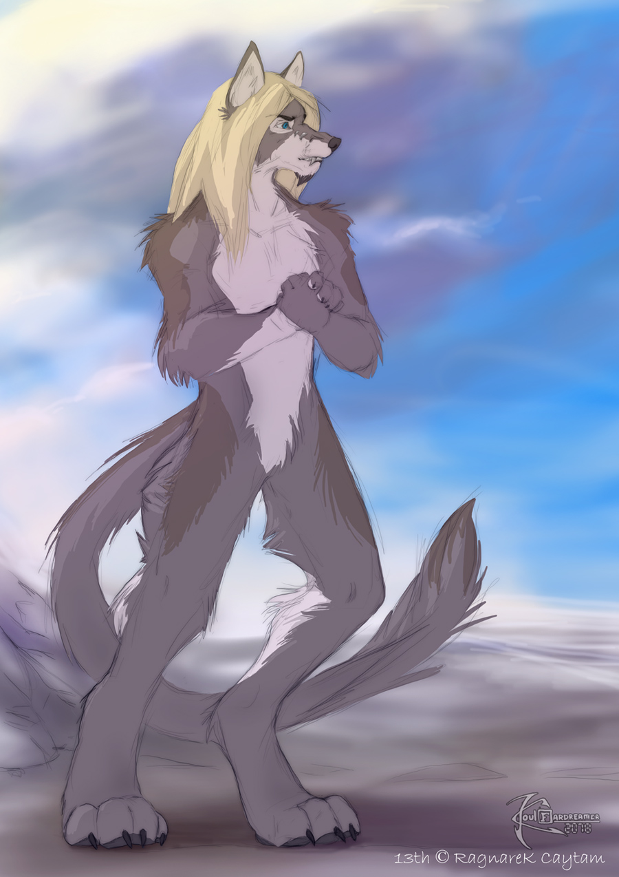 desert hair hybrid koul long_hair male mammal nude solo wolf