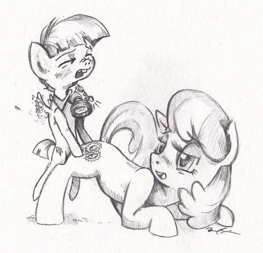 camera cheerilee_(mlp) cub cutie_mark doggystyle equine eyes_closed featherweight_(mlp) female feral friendship_is_magic from_behind horse male mammal monochrome my_little_pony pegasus plain_background pony sex straight tripsocho white_background wings young