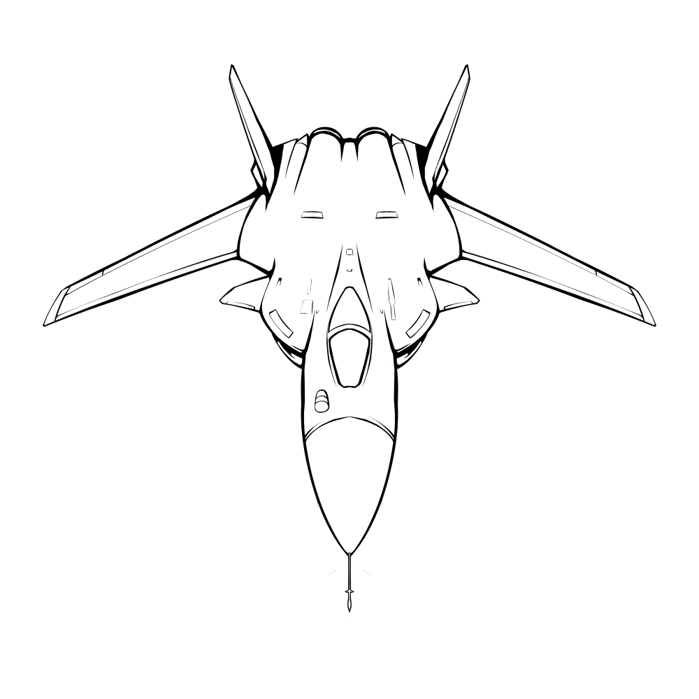 airplane fighter_jet greyscale jet lineart military military_vehicle monochrome naginami no_humans original simple_background su-47_berkut white_background