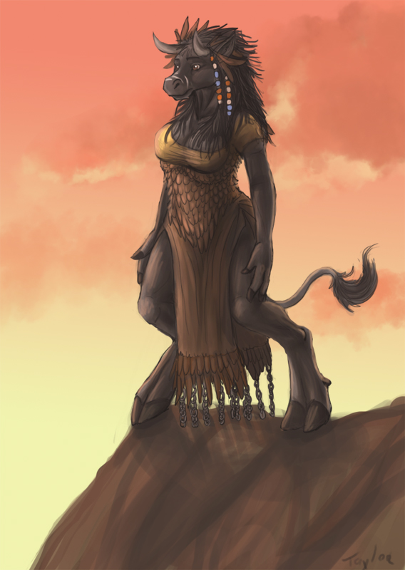 archir breasts cattle cow feather female hooves horn mammal nagaatha ruth-tay simple_background solo standing tauren tribal video_games warcraft world_of_warcraft