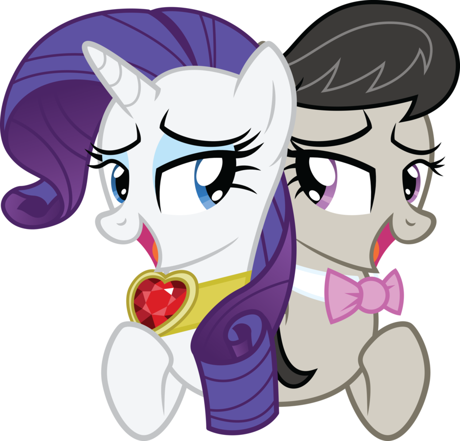 2012 black_hair blue_eyes bow_tie equine female friendship_is_magic hair hi_res horn horse my_little_pony octavia_(mlp) open_mouth plain_background pony purple_hair quanno3 rarity_(mlp) smile transparent_background unicorn vector