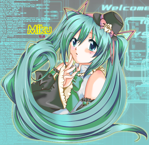 green_eyes green_hair hatsune_miku long_hair lowres solo twintails very_long_hair vocaloid