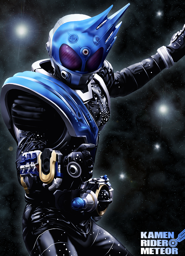 armor belt character_name compound_eyes kamen_rider kamen_rider_fourze_(series) kamen_rider_meteor male_focus maru_(maru1105) mask solo space star_(sky)