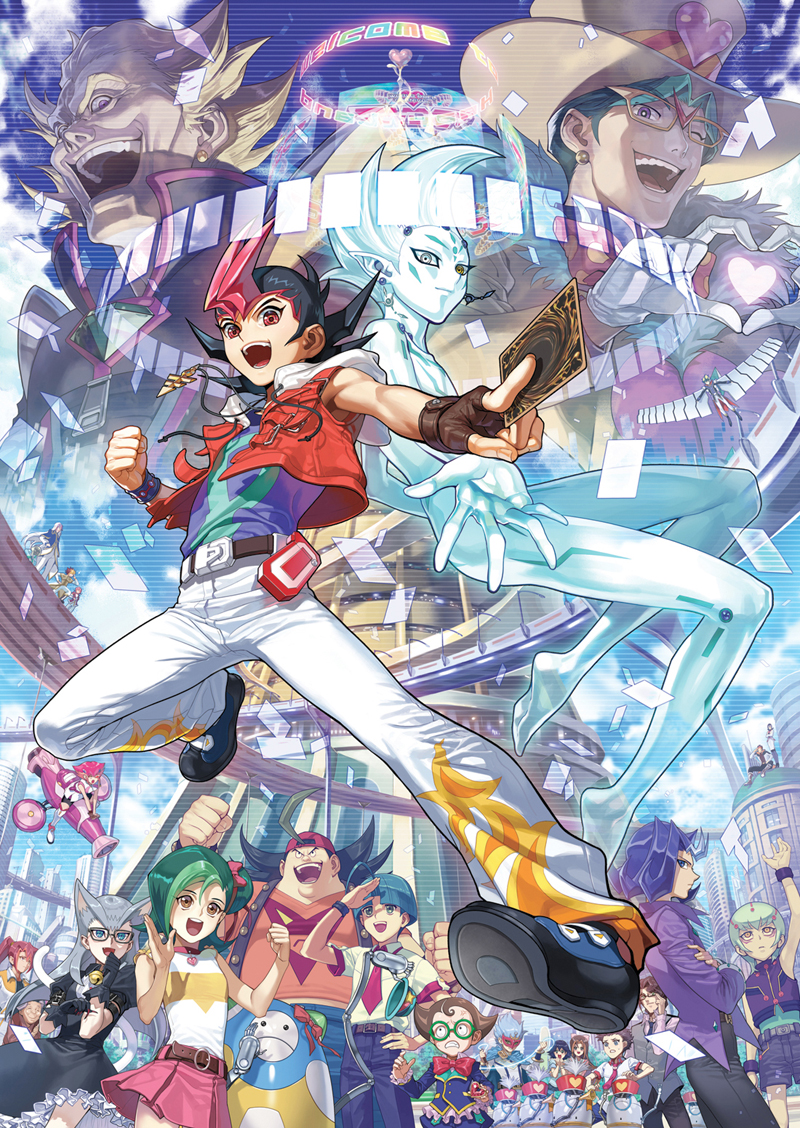 6+girls :d ;d adjusting_eyewear ahoge animal_ears annotated astral_(yuu-gi-ou_zexal) backwards_hat baseball_cap bell belt black_hair blonde_hair blue_eyes blue_hair bow breasts brother_and_sister brothers brown_eyes building card cat_ears cat_tail cathy_(yuu-gi-ou_zexal) choker city clenched_teeth cloud crossed_arms day denim dr._faker dress droite_(yuu-gi-ou_zexal) duel_monster earrings everyone falling_card father_and_son fingerless_gloves frills fur_trim gauche_(yuu-gi-ou_zexal) glasses gloves grandmother_and_granddaughter grandmother_and_grandson green_hair hair_bow hand_on_hip hat hat_removed headwear_removed heart heart_hands height_difference holding holding_card iii_(yuu-gi-ou_zexal) iv_(yuu-gi-ou_zexal) jacket jeans jewelry jingle_bell jumping kamishiro_ryouga kitano_ukyo kouzuki_anna long_hair looking_at_viewer mask mizuki_kotori_(yuu-gi-ou_zexal) mr._heartland multicolored_hair multiple_boys multiple_girls necktie obomi_(yuu-gi-ou_zexal) obot_(yuu-gi-ou_zexal) okudaira_fuuya omoteura_tokunosuke one_eye_closed open_mouth outdoors pants pendant pink_hair pleated_skirt plump ponytail purple_hair red_eyes riding robot sachi_(yuu-gi-ou_zexal) salute school_uniform sei_(yuu-gi-ou_zexal) shoes shorts siblings side_bun silver_hair size_difference skirt sky skyscraper small_breasts smile spiked_hair standing taichi_(yuu-gi-ou_zexal) tail takeda_tetsuo teeth tenjou_haruto tenjou_kaito todoroki_takashi top_hat tsukumo_akari tsukumo_haru tsukumo_yuuma two-tone_hair v-shaped_eyebrows v_(yuu-gi-ou_zexal) wristband yna yuu-gi-ou yuu-gi-ou_zexal