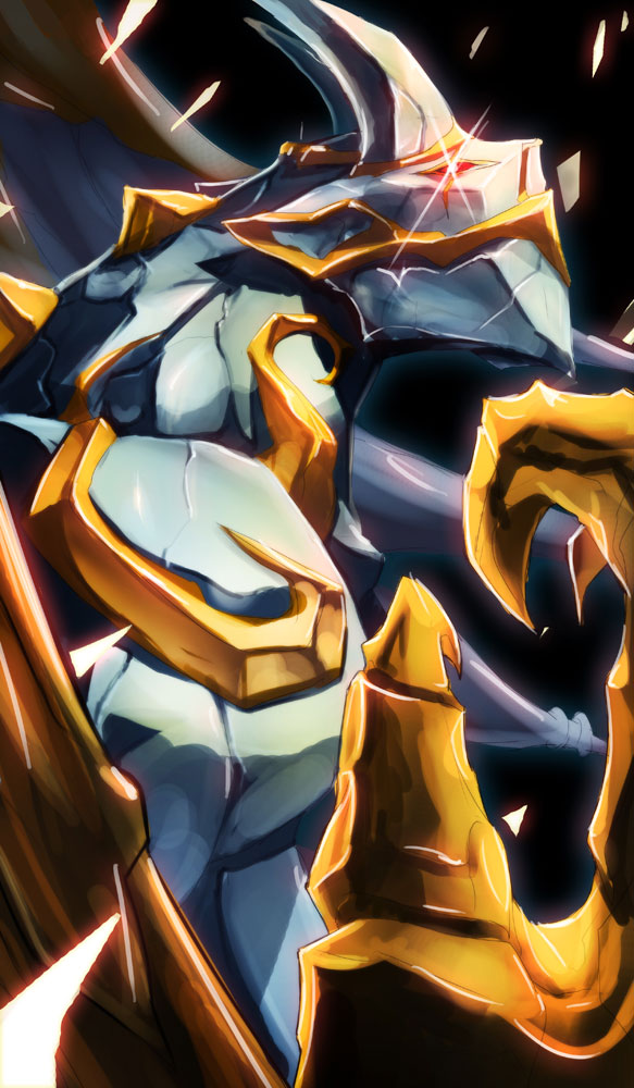 beancurd galio horns league_of_legends male_focus red_eyes solo talons