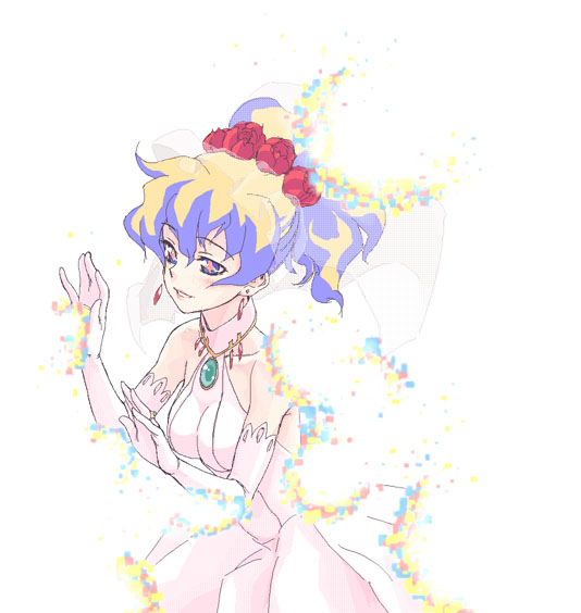 bridal_veil bride digital_dissolve dress elbow_gloves gloves jewelry nia_teppelin satou_atsuki solo spoilers tengen_toppa_gurren_lagann veil wedding_dress