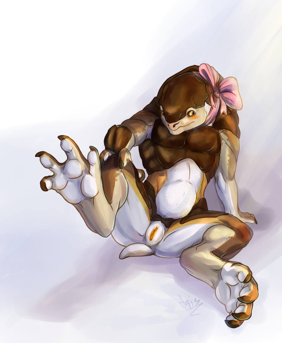 4_toes alien blush bow claws digitigrade dragonasis female foot_focus hindpaw keta krogan mass_effect nude paws plain_background pussy ribbons sitting soles solo spread_legs spreading toe_claws toes white_background