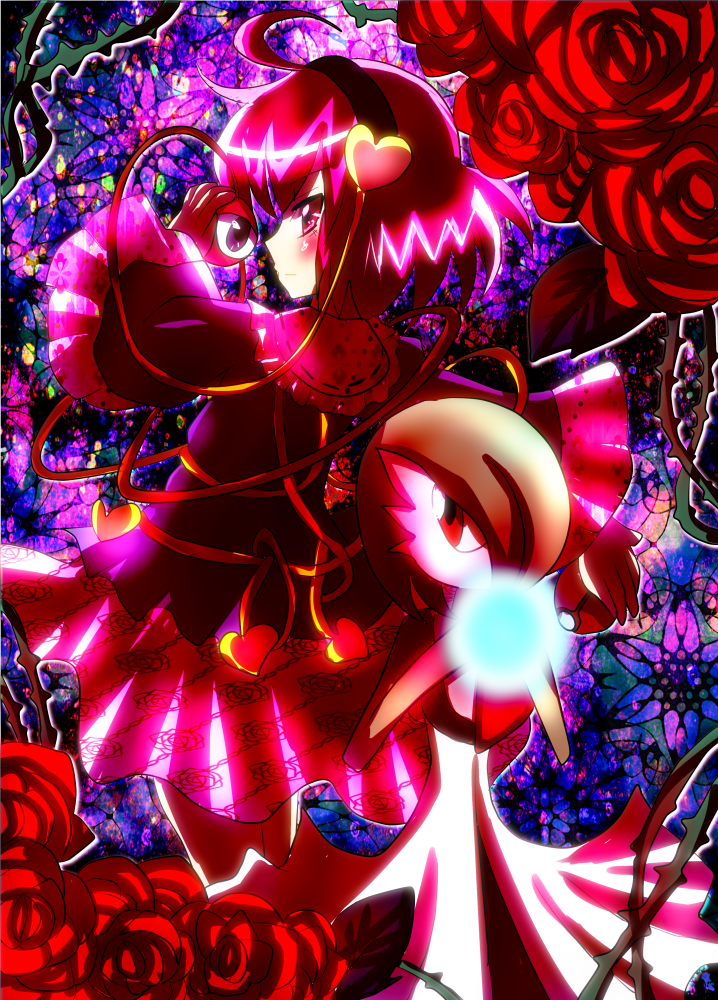 artist_request blush crossover flower gardevoir hairband komeiji_satori pink_eyes poke_ball pokemon pokemon_(game) red_eyes rose skirt touhou