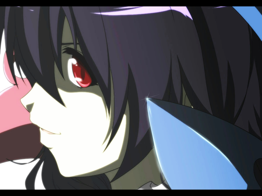 anime_coloring black_hair face houjuu_nue open_mouth red_eyes rhine short_hair solo sparkle touhou wings