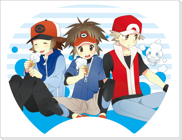 3boys cap ice_cream pokemon pokemon_(game)