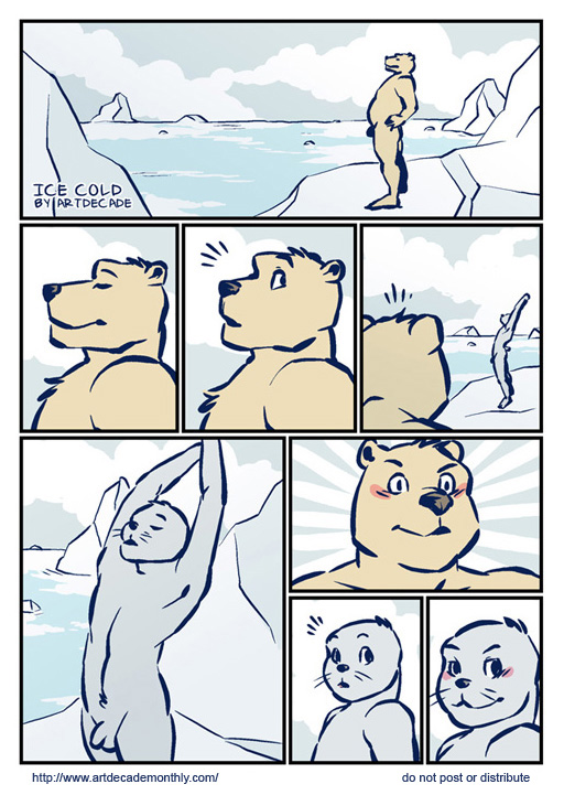 artdecade balls bear blush chubby comic comic_cover do_not_distribute ice male mammal nude penis seal stretching water