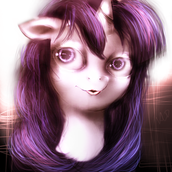 equine female feral friendship_is_magic hair horn horse klalaskaxd mammal my_little_pony nightmare_fuel pony portrait solo twilight_sparkle_(mlp) two_tone_hair unicorn