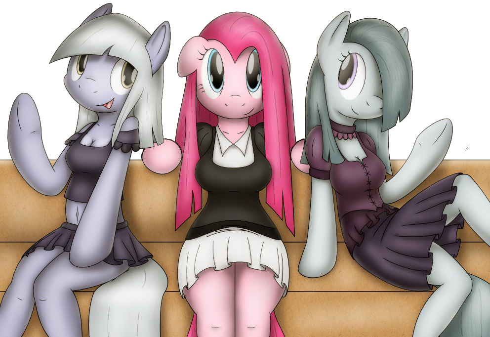 anthrofied blinkie_pie_(mlp) blue_eyes breasts cleavage clothed clothing dress equine female friendship_is_magic grey_hair group hair horse inkie_pie_(mlp) long_hair looking_at_viewer mammal my_little_pony navel open_mouth pink_hair pinkamena_(mlp) pinkie_pie's_sisters_(mlp) pinkie_pie_(mlp) plain_background pony purple_eyes straight_hair tg-0 white_background