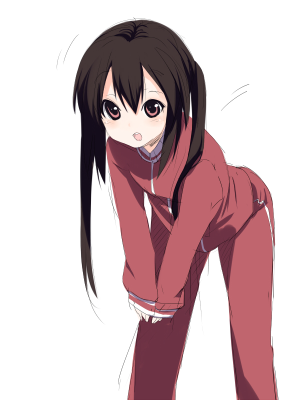 black_hair brown_eyes exercise k-on! long_hair nakano_azusa sora_to_umi track_suit twintails