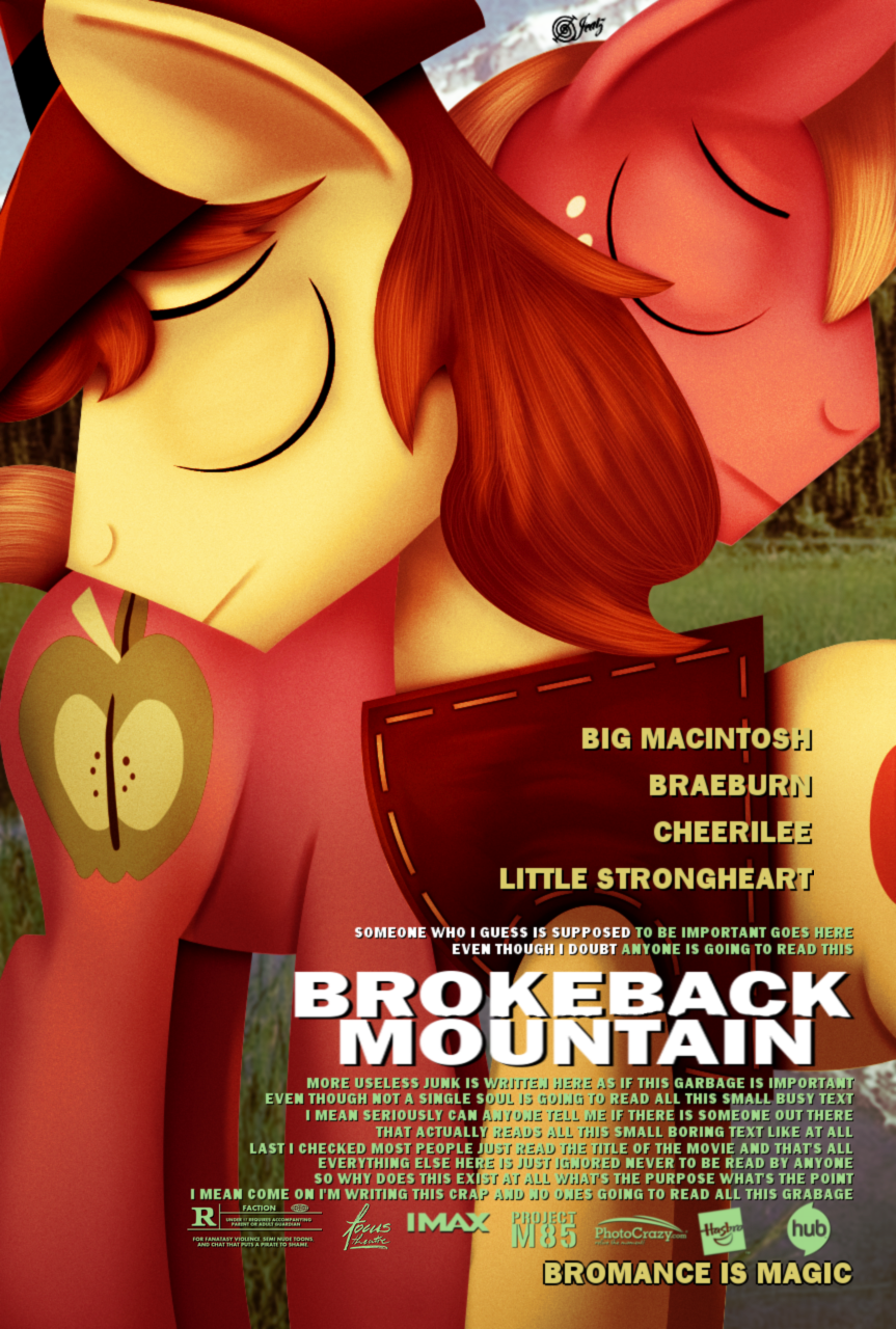 braeburn_(mlp) cowboy_hat cutie_mark dcencia english_text equine eyes_closed feral film freckles friendship_is_magic gay hat horse male mammal my_little_pony parody pony poster text