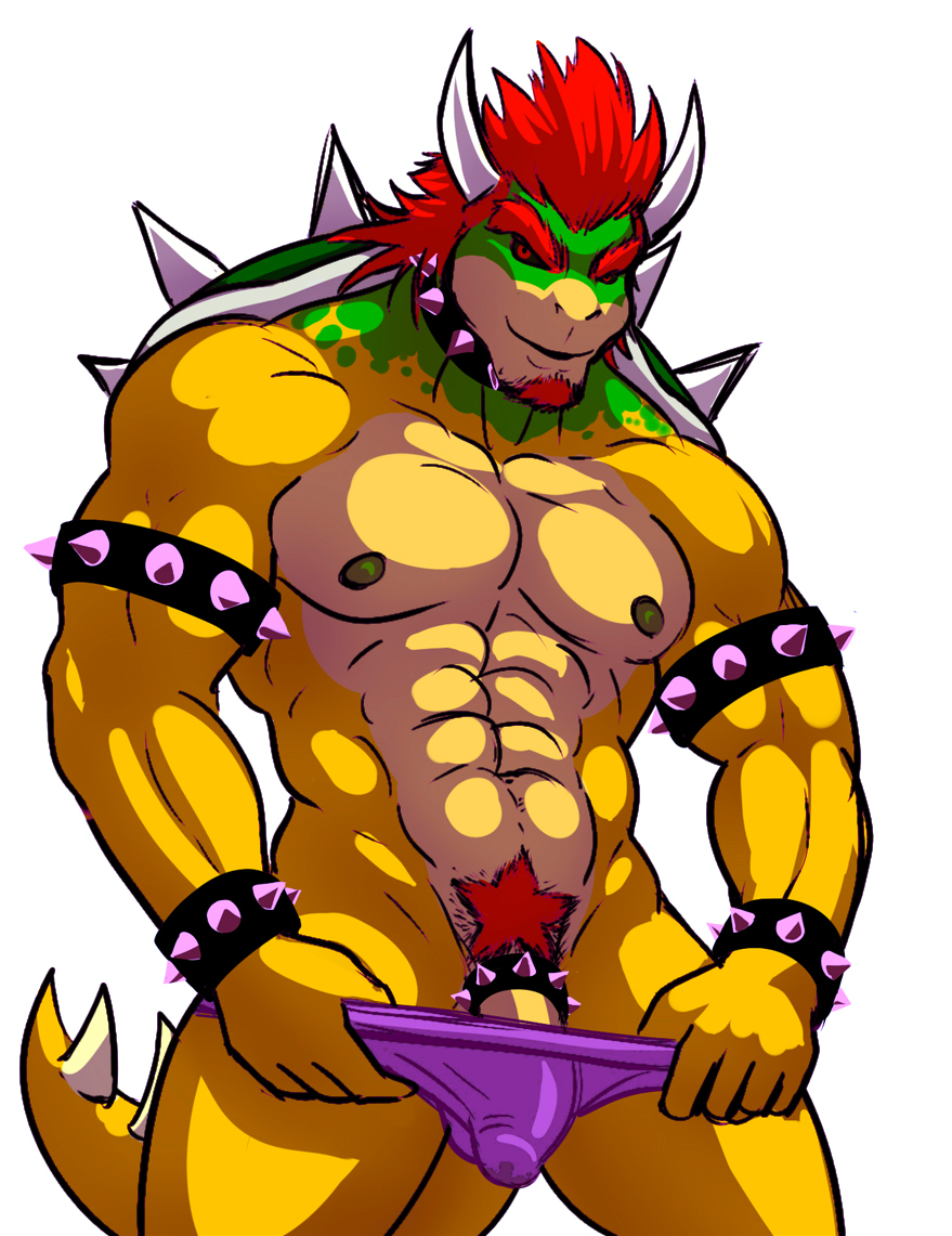 2012 abs armor balls beard bgn biceps bowser bulge cock_ring collar crossdressing hair horn huge_muscles king koopa male mario_bros muscles nintendo nipples nude pecs penis pose red_eyes red_hair reptile royalty scalie seductive shell showing_off smile solo spikes thong topless turtle underwear video_games