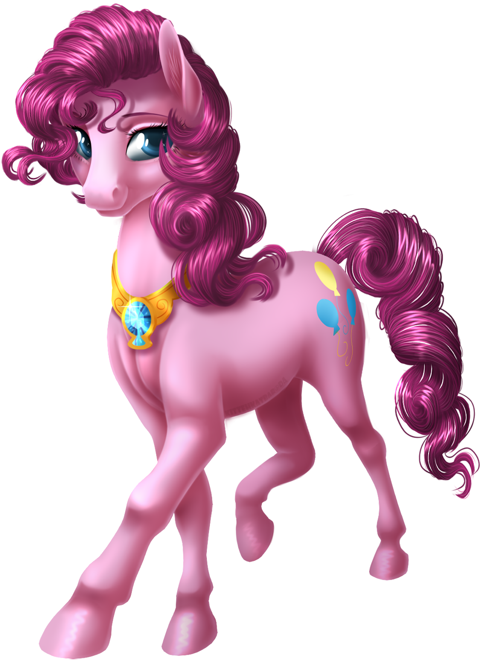 balloons blue_eyes cutie_mark ear_tuft equine female feral friendship_is_magic fur gem gold hair hooves horse kittehkatbar looking_at_viewer mammal my_little_pony necklace pink_body pink_hair pinkie_pie_(mlp) plain_background pony smile solo sparkle transparent_background tuft