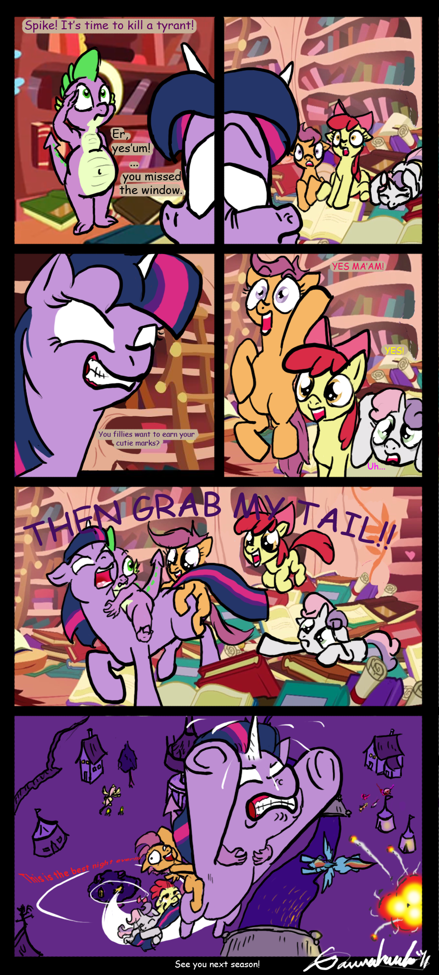apple_bloom_(mlp) applejack_(mlp) blue_eyes bow comic cub cutie_mark_crusaders_(mlp) dragon english_text equine explosion female feral fluttershy_(mlp) friendship_is_magic gavalanche green_eyes hair horn horse male mammal my_little_pony pegasus pink_eyes pink_hair pinkie_pie_(mlp) pony ponyville rainbow_dash_(mlp) rarity_(mlp) saga_of_the_metapony scootaloo_(mlp) spike_(mlp) sweetie_belle_(mlp) text twilight_sparkle_(mlp) two_tone_hair unicorn white_eyes wings young