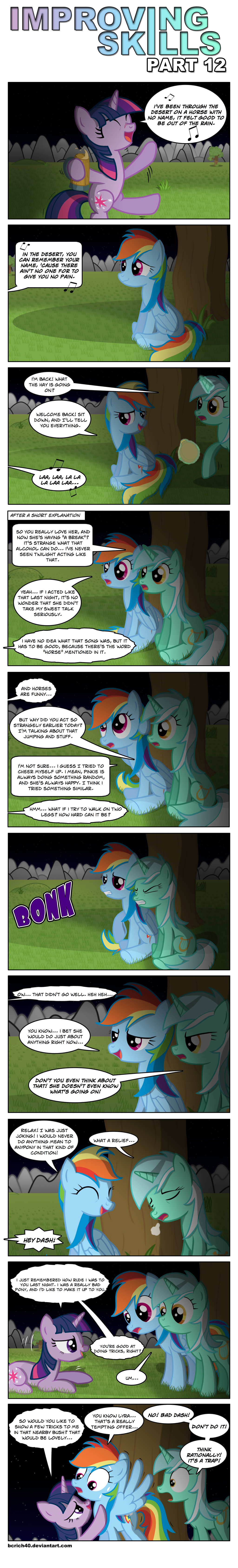 absurd_res bcrich40 blue_fur blush comic cutie_mark dialog dialogue drunk english_text equine eyes_closed female feral friendship_is_magic fur green_fur group hair hi_res horn horse lyra_(mlp) lyra_heartstrings_(mlp) mammal multi-colored_hair my_little_pony night open_mouth outside pegasus plain_background pony purple_eyes purple_fur rainbow_dash_(mlp) rainbow_hair rainbow_tail sweat text twilight_sparkle_(mlp) two_tone_hair unicorn wing_boner wings
