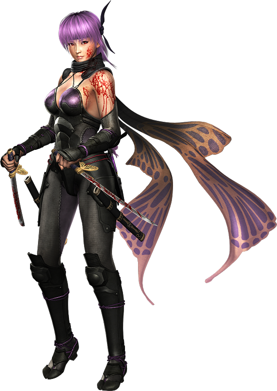 3d ayane ayane_(doa) blood breasts dead_or_alive female large_breasts ninja_gaiden ninja_gaiden_3:_razor's_edge ninja_gaiden_3_(xbox) ninja_gaiden_iii:_razor's_edge ninja_gaiden_iii:_razor's_edge official_art purple_hair simple_background solo split-toe_footwear tecmo